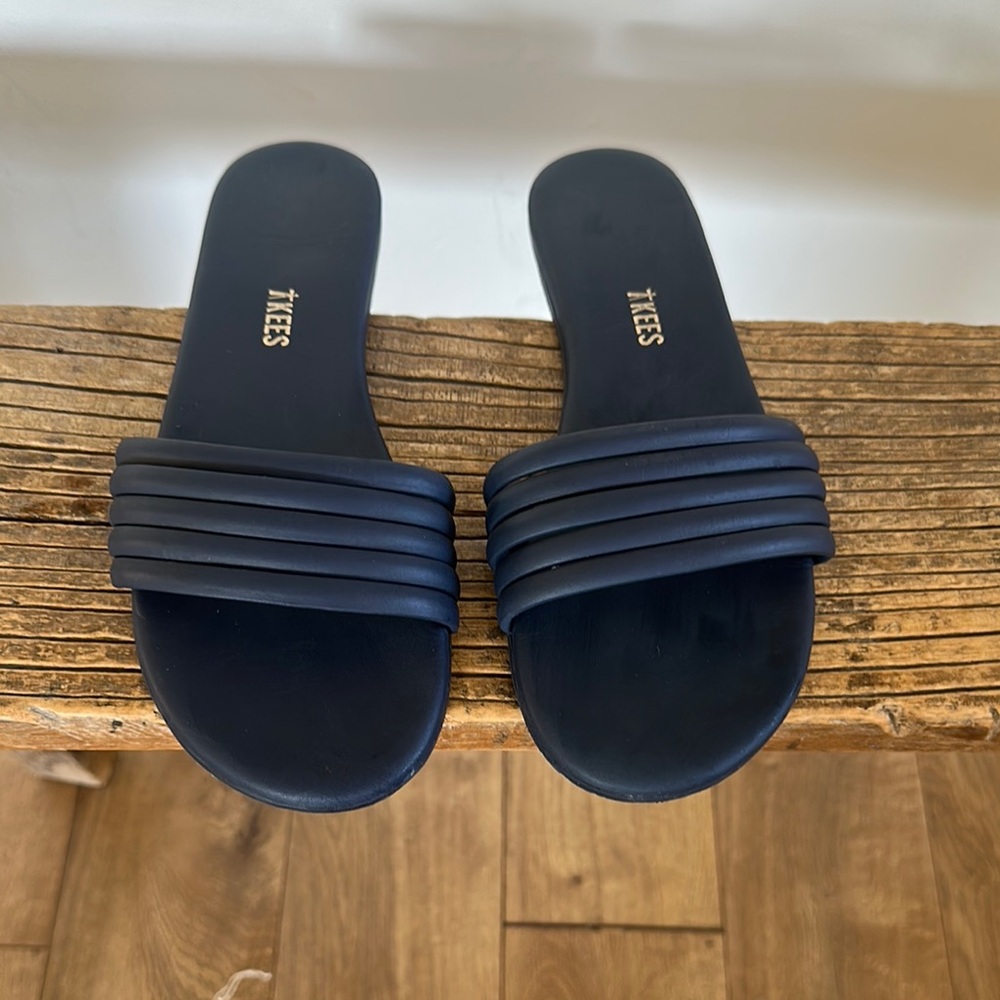 Navy Slide Sandals by Tkees